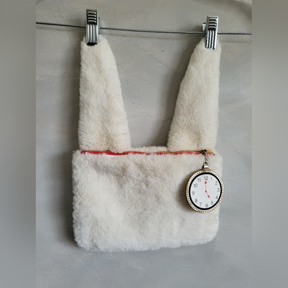 Disney Parks Alice in Wonderland White Rabbit Plush Coin Purse Pouch Bag - Picture 7 of 13